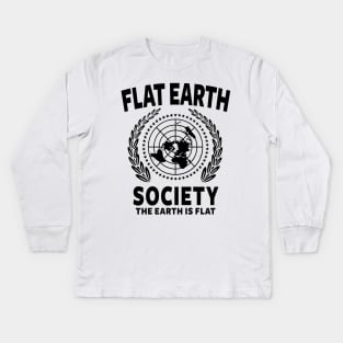 FLAT EARTH SHIRT, FLAT EARTH SOCIETY T-SHIRT, FLAT EARTHER Kids Long Sleeve T-Shirt